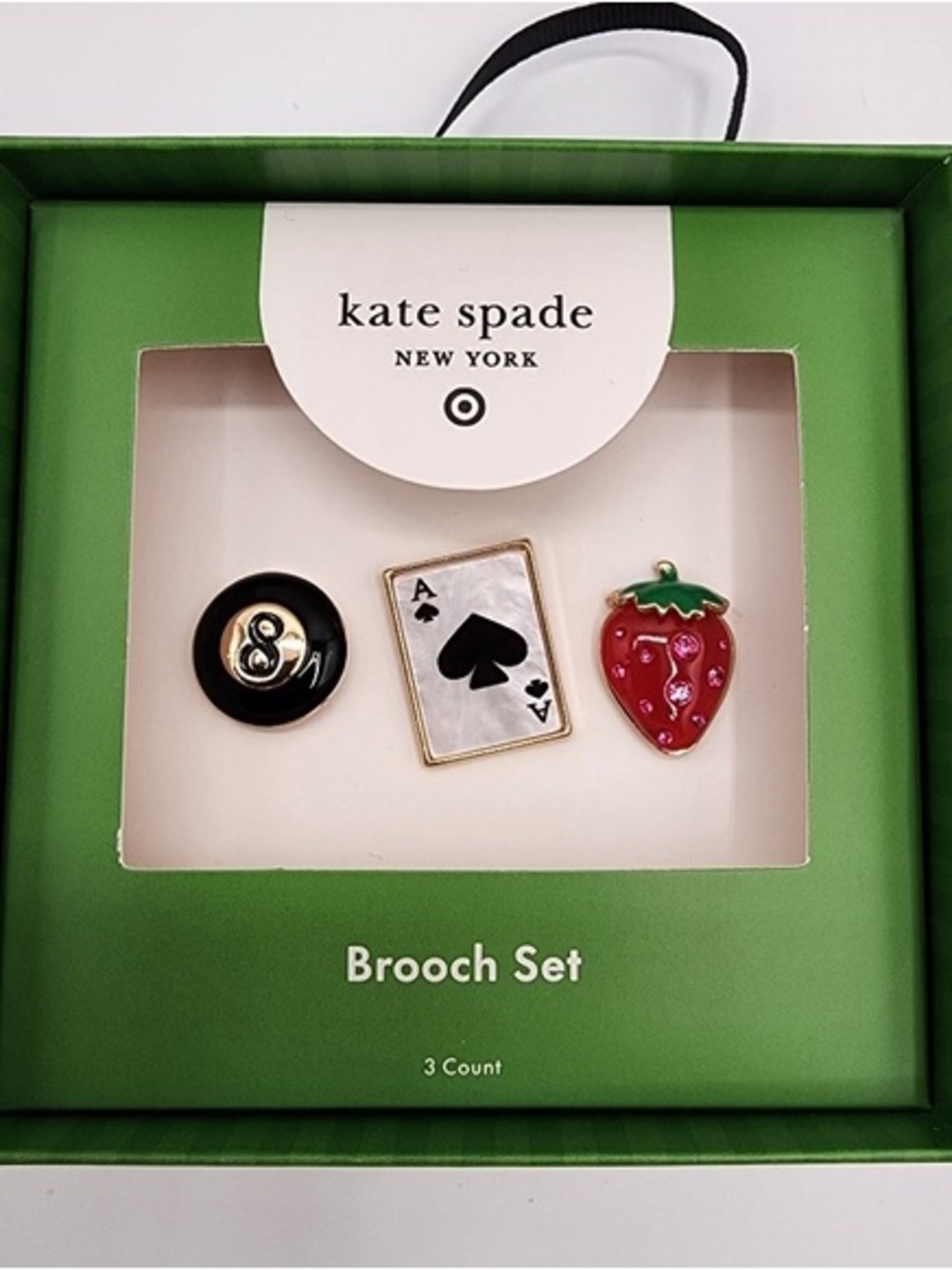 kate spade x target black, white, red enamel brooch set - Picture 2 of 4